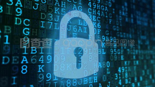 密码与蓝色符号锁定屏幕 网络与信息安全软件开发的关键要素